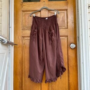 Women’s  Indian Cotton wide leg Palazzo pants, Brown,  Free Size OS